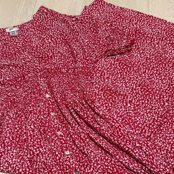 Kate And Lily Red White Floral Short Sleeve Midi Dress - Picture 2 of 9